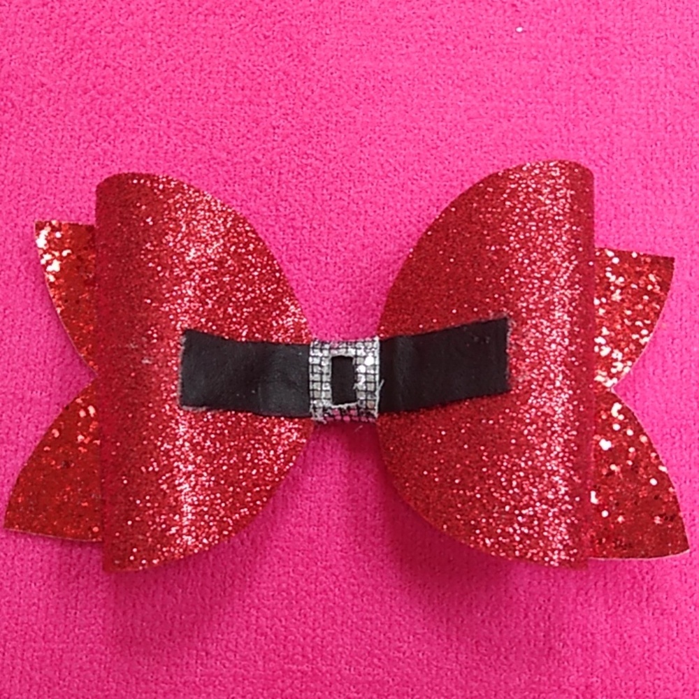 Handmade santa claus  faux leather hairbow